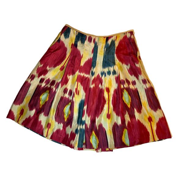 Ralph Lauren 100% Silk Multicolor Colorful Pleated A-Line Skirt Size 6 - Picture 1 of 6